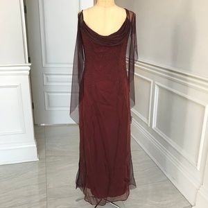 Custom made burgundy beaded gown